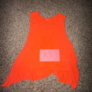 Neon Pink/Orange Women's Ruffle Hem Tank Top